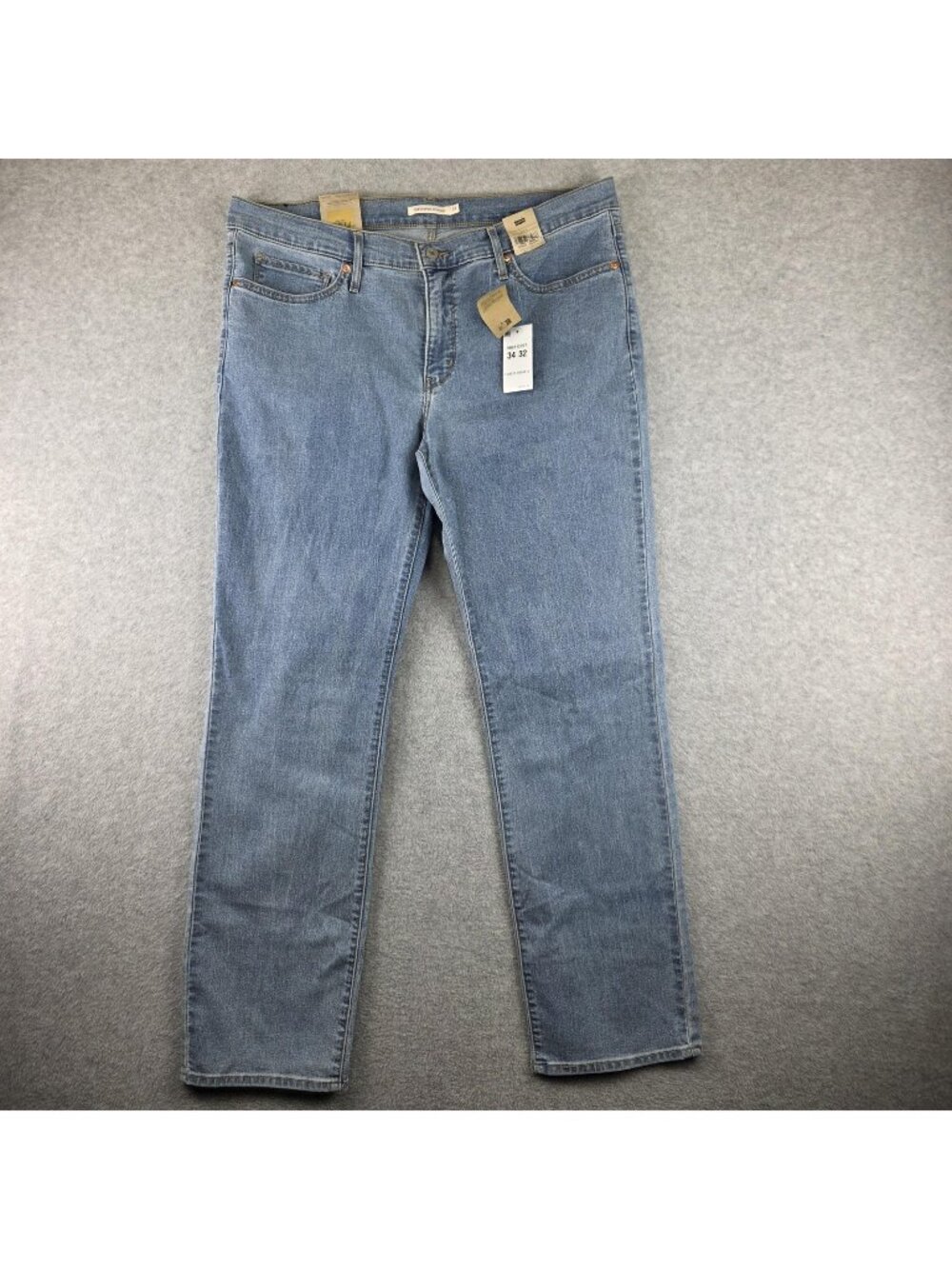 Levis 314 Shaping Straight Jeans Womens 34x32 Blue Light Wash Stretch Denim NWT
